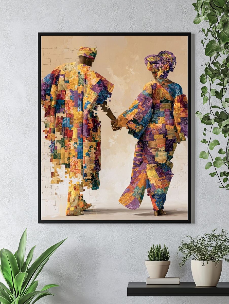 Colorful African Couple Fashion Poster. — room view 4