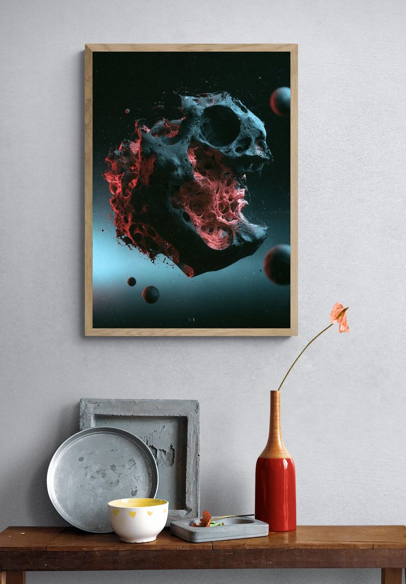 Cosmic Skull Surrealism Print. — room view 3