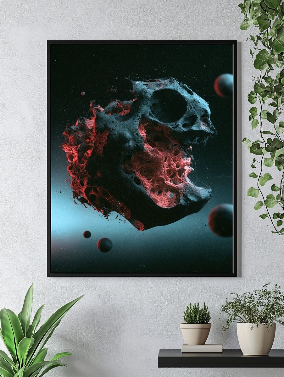 Cosmic Skull Surrealism Print. — room view 4