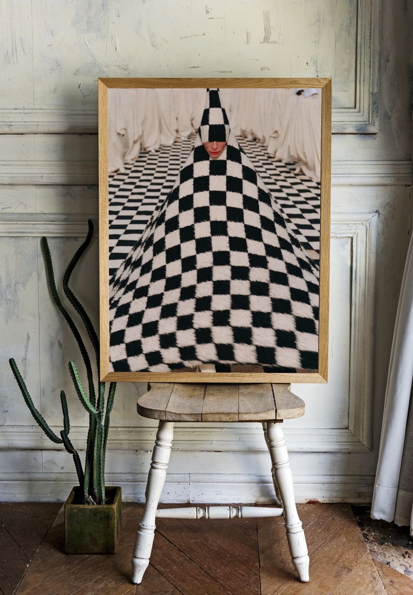 Checkerboard Couture Fashion Poster. — room view 1
