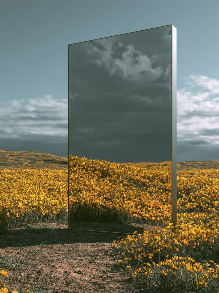 Mirror Field Surrealism Print. poster detail