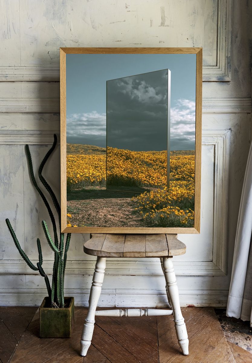 Mirror Field Surrealism Print. — room view 1