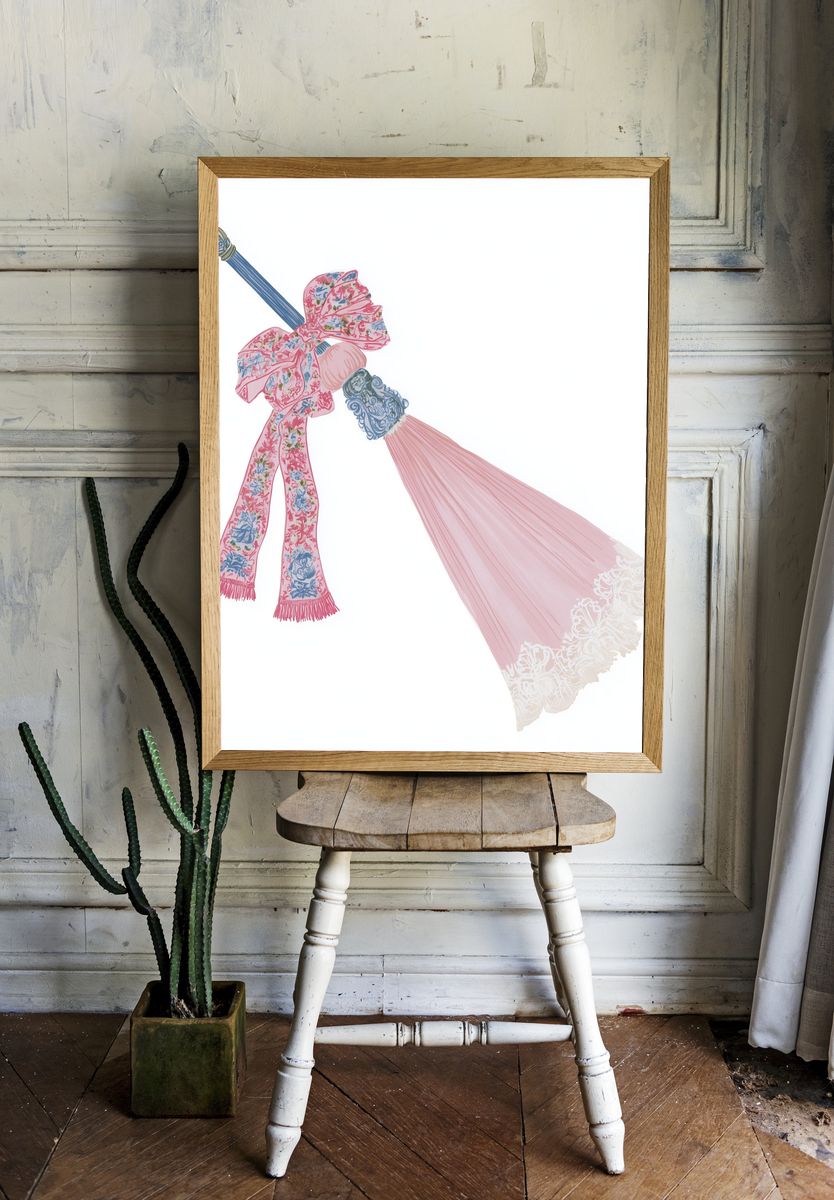 Pastel Ribbon Broom Fashion Print. — room view 1
