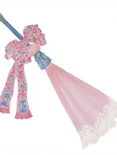 Pastel Ribbon Broom Fashion Print. poster