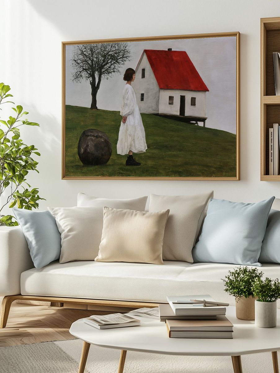 Surreal House and Figure Print. — room view 2