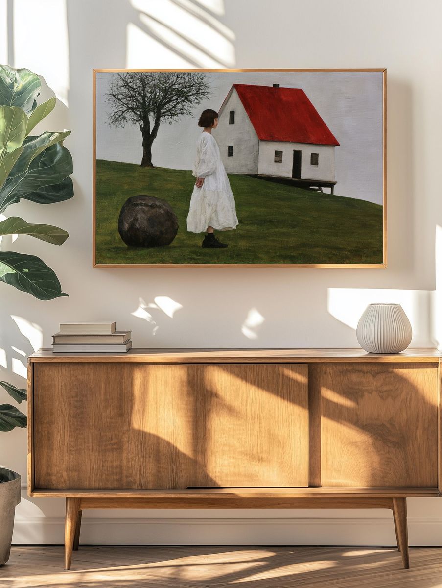 Surreal House and Figure Print. — room view 3