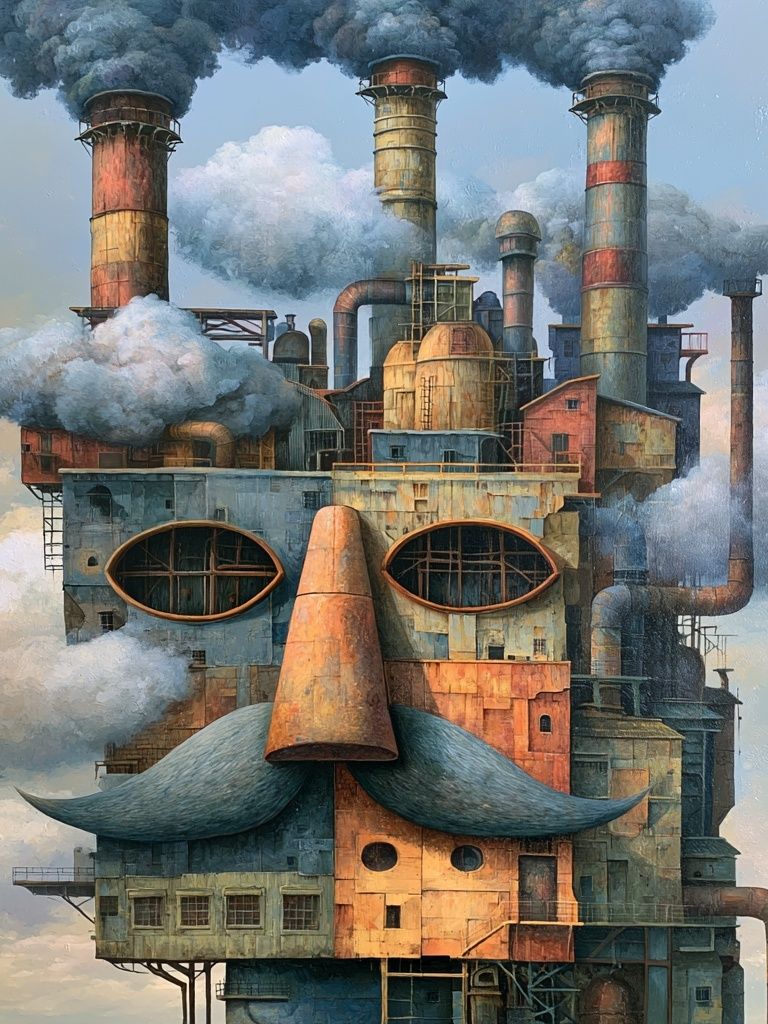 Industrial Face Surrealism Print. poster — fine-art art
