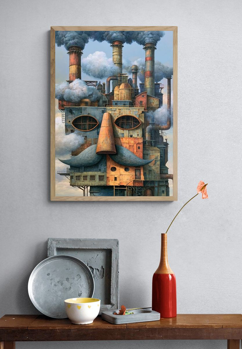Industrial Face Surrealism Print. — room view 3