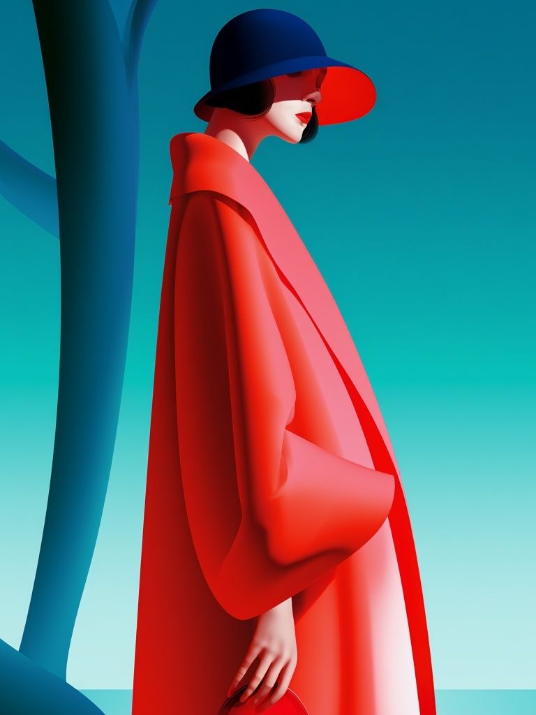 Red Fashion Silhouette Poster. poster detail
