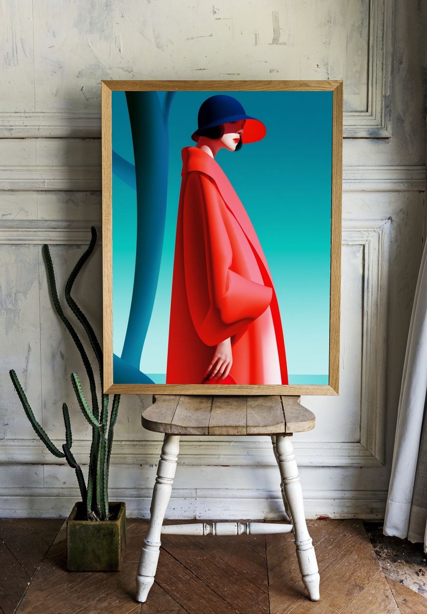 Red Fashion Silhouette Poster. room preview