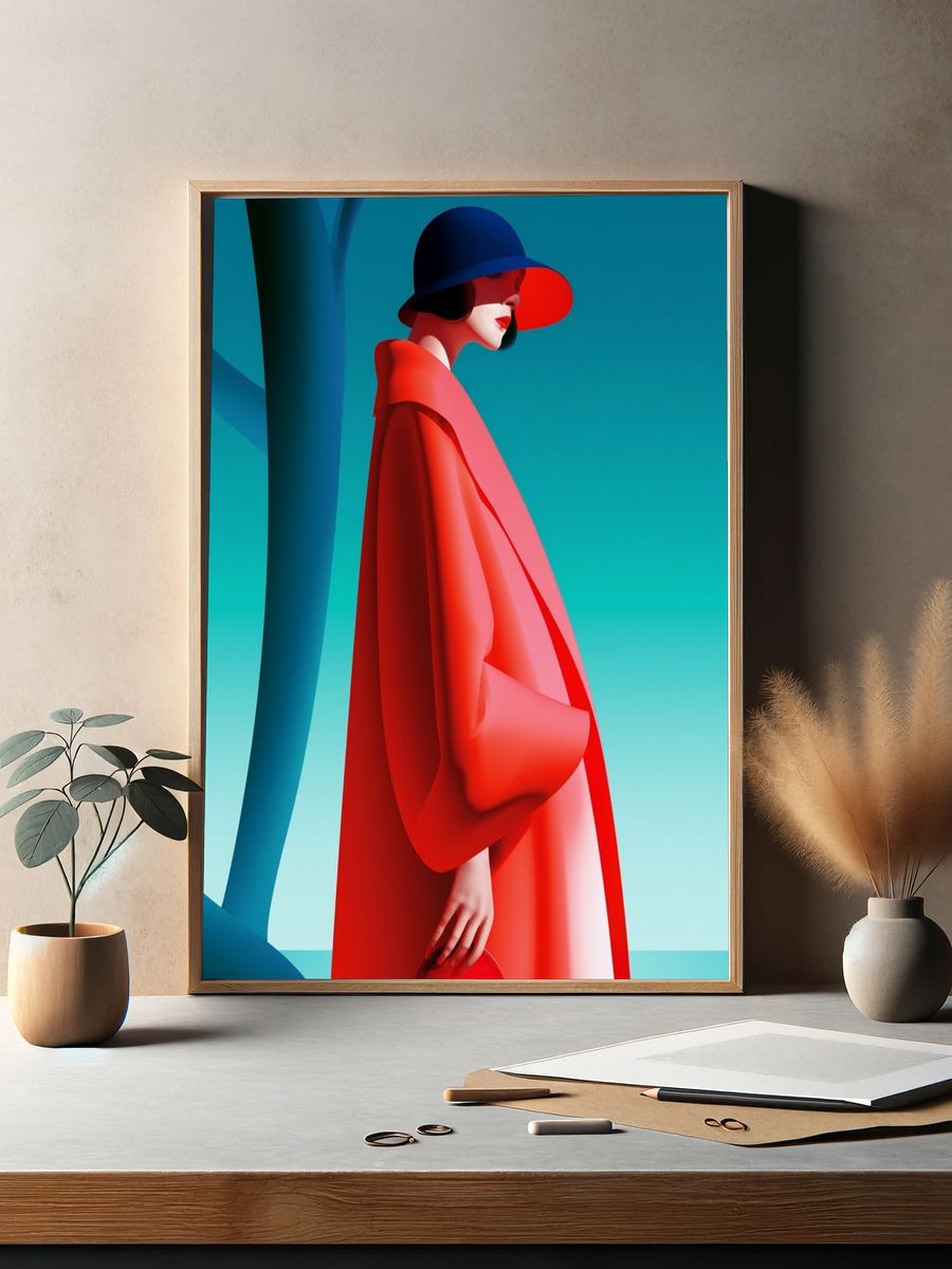 Red Fashion Silhouette Poster. — room view 2