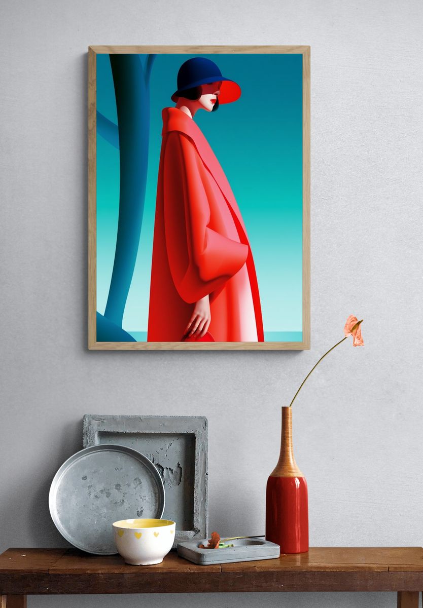 Red Fashion Silhouette Poster. — room view 3