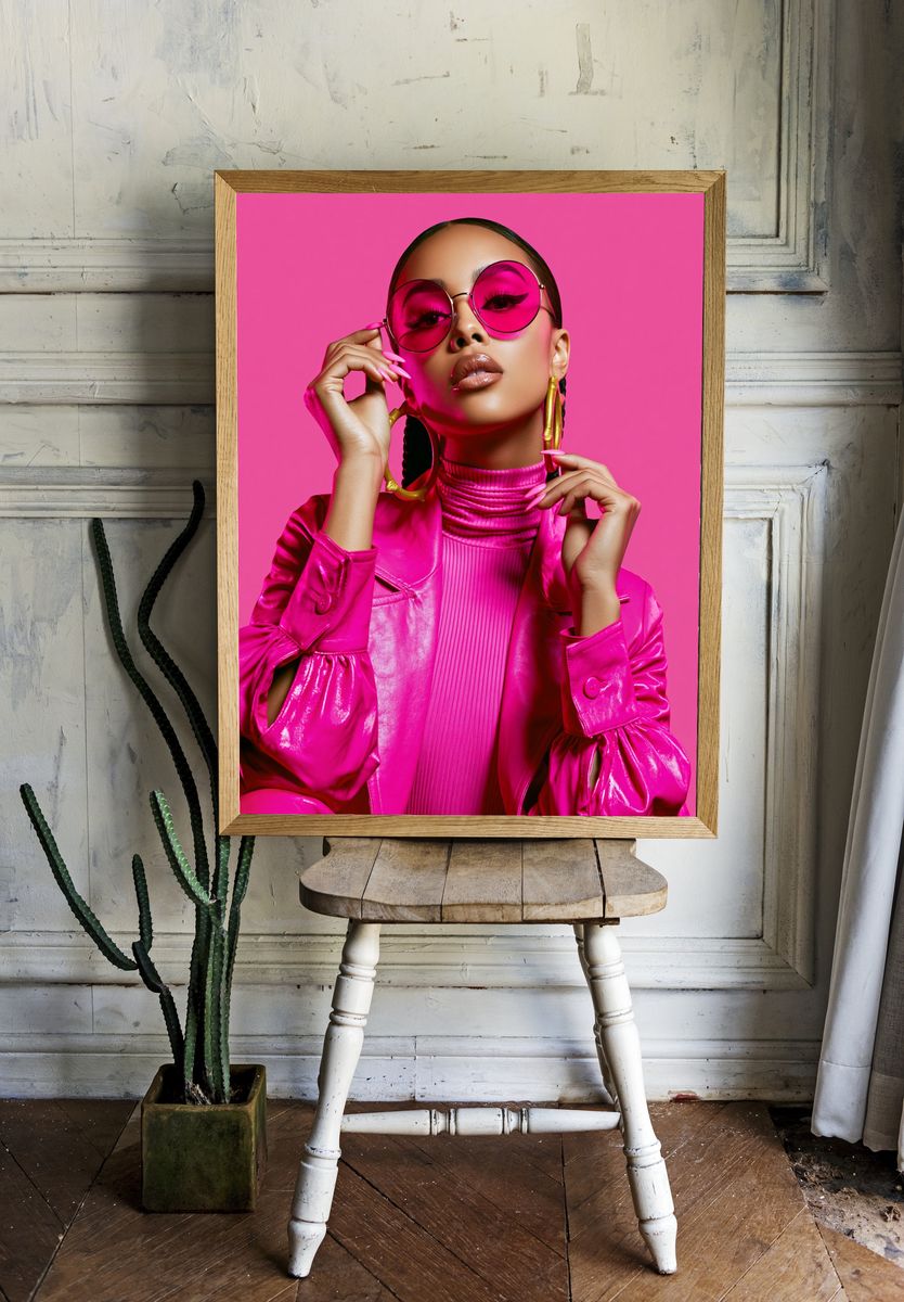 Hot Pink Fashion Portrait Poster. — room view 1