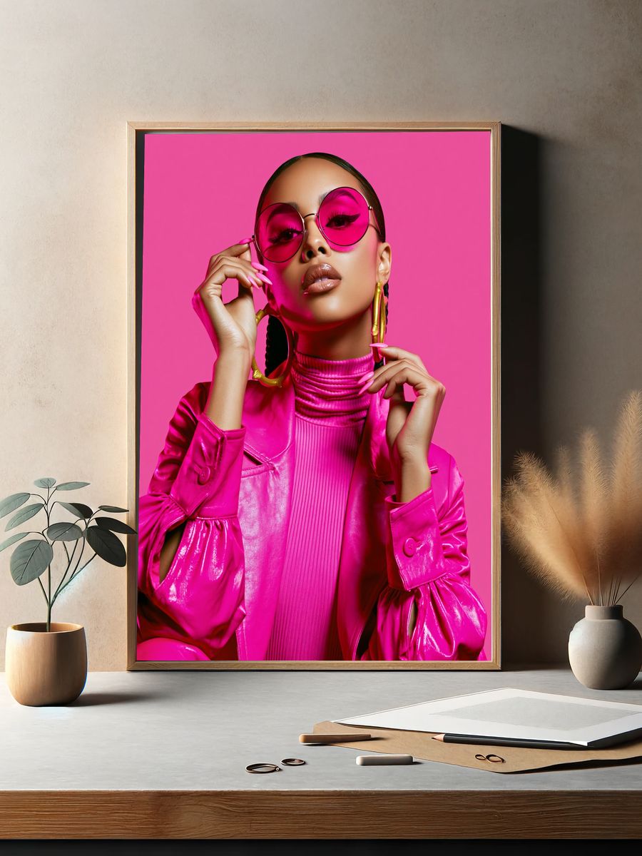 Hot Pink Fashion Portrait Poster. — room view 2