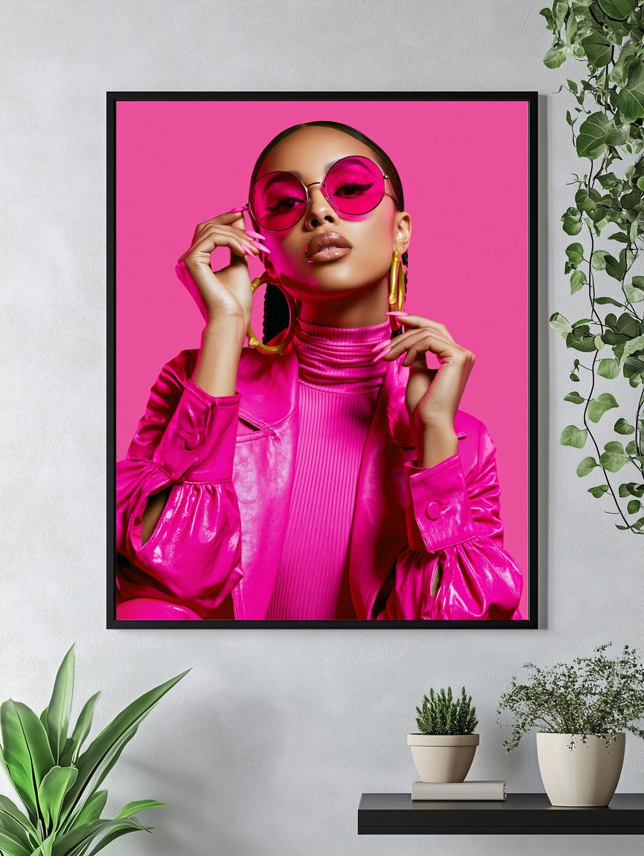 Hot Pink Fashion Portrait Poster. — room view 4