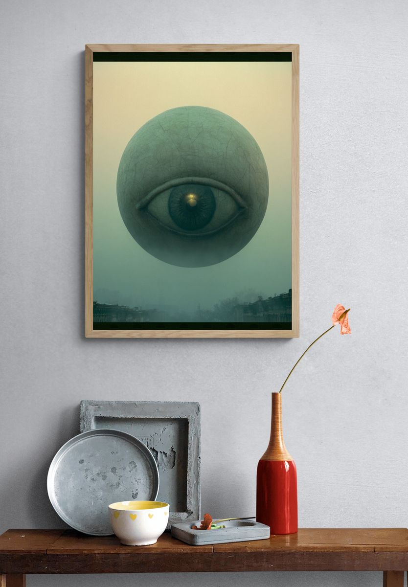 Surreal Floating Eye Print. — room view 3