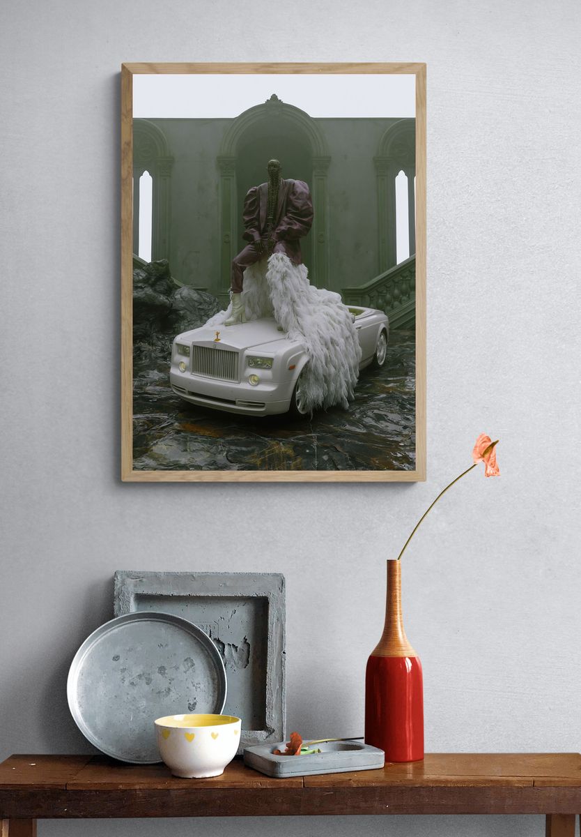 Surreal Luxury Car Portrait Poster. — room view 3