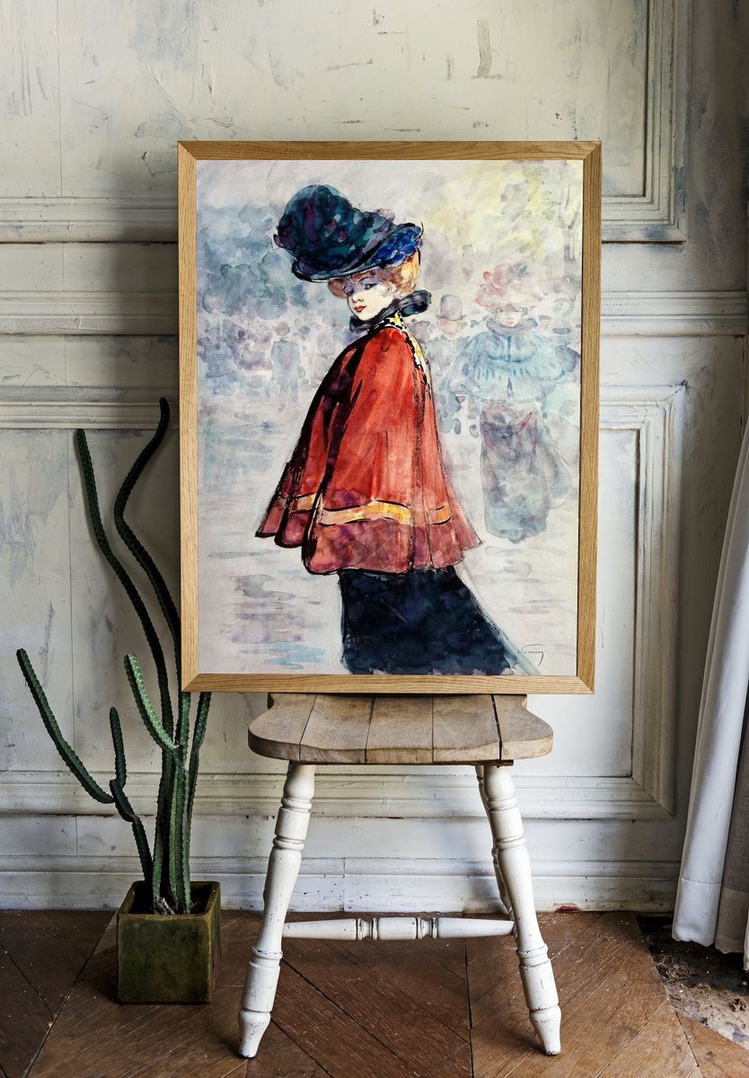 Elegant red cape (1890-1900) painting. — room view 1