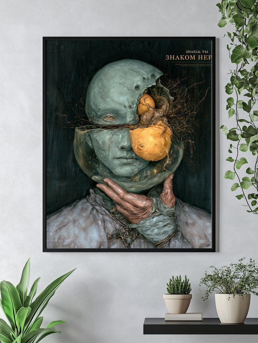 Surreal Fragmented Face Print. — room view 4