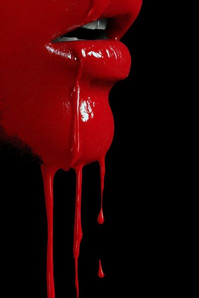 Crimson Lips Surreal Print. poster print