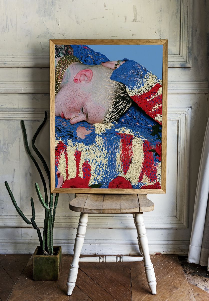 Textured Portrait Fashion Print. room preview