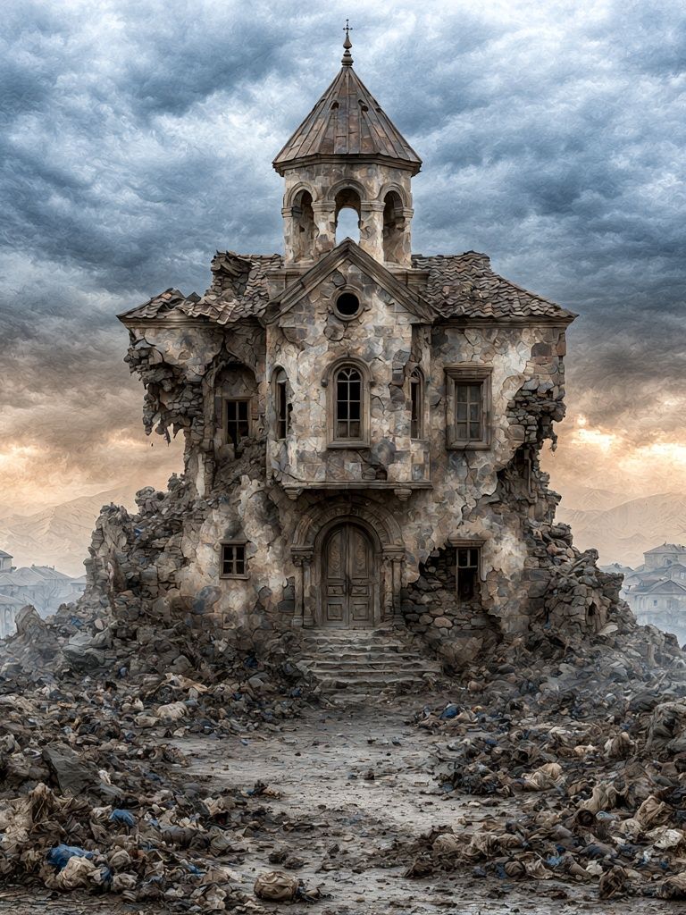 Ruined Stone House Surrealism Poster. poster — fine-art art