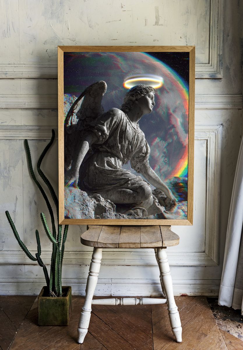 Celestial Angel Surrealism Poster. room preview