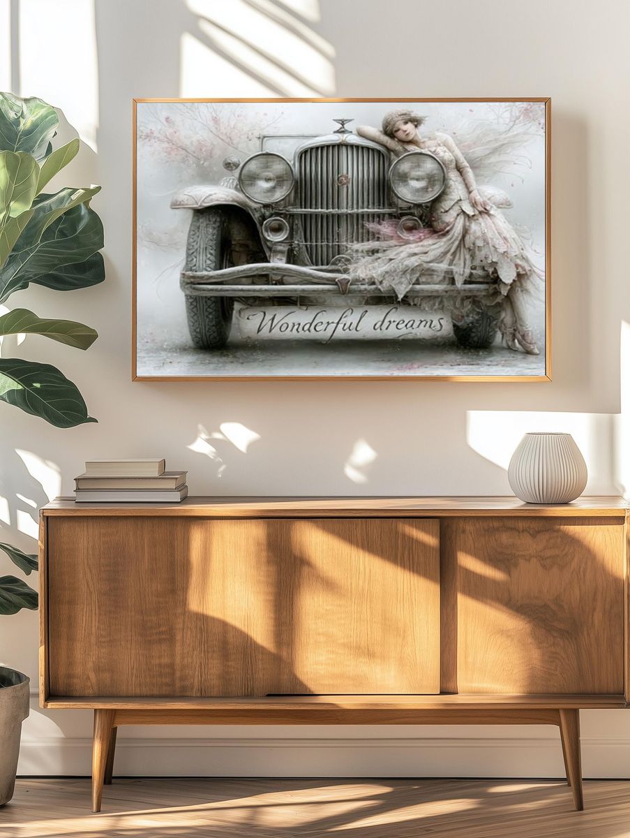 Wonderful Dreams Surreal Vintage Print. — room view 3