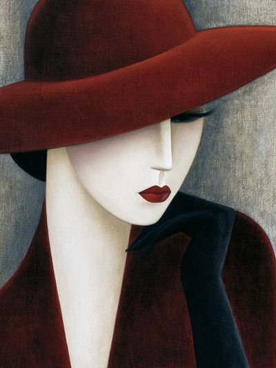 Elegant Woman in Red Hat Poster.