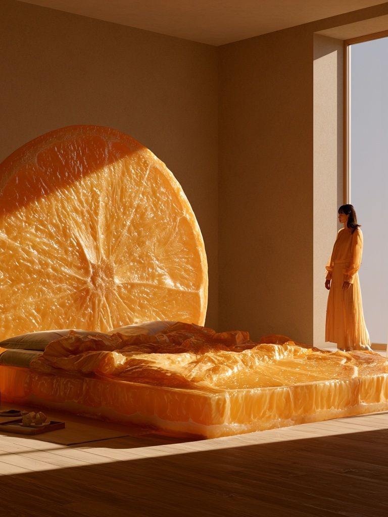 Orange Slice Surreal Interior Poster. poster detail
