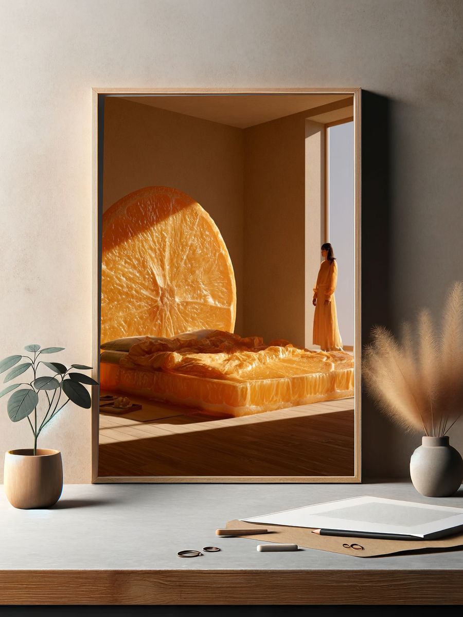 Orange Slice Surreal Interior Poster. — room view 2