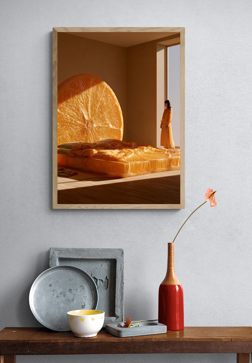 Orange Slice Surreal Interior Poster. — room view 3