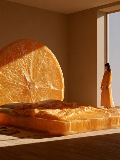 Orange Slice Surreal Interior Poster. poster