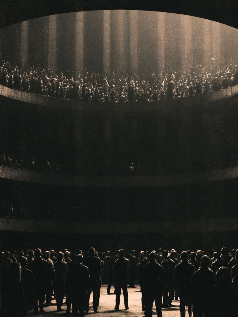 Crowded Atrium — Surreal Print. poster — fine-art art