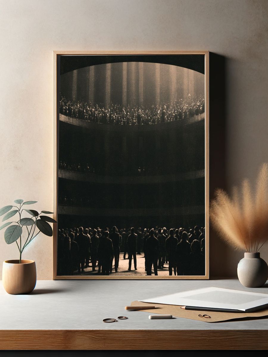 Crowded Atrium — Surreal Print. — room view 2