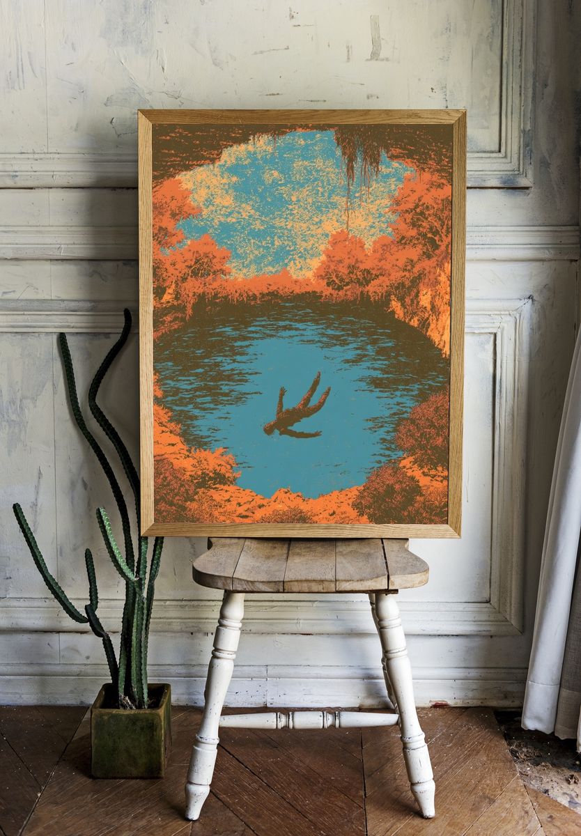 Cliffside Dive Surreal Print. — room view 1