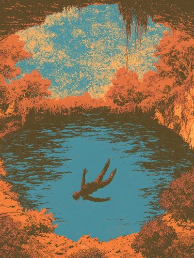 Cliffside Dive Surreal Print. poster