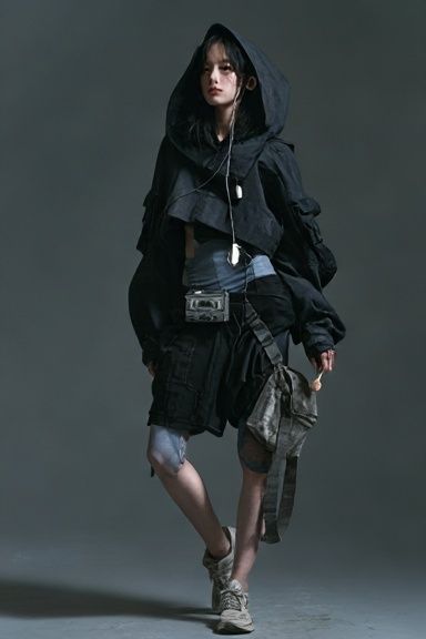 Avant-Garde Hooded Figure Poster. poster — fashion art
