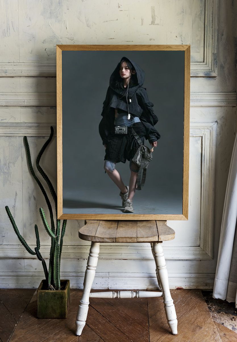 Avant-Garde Hooded Figure Poster. — room view 1