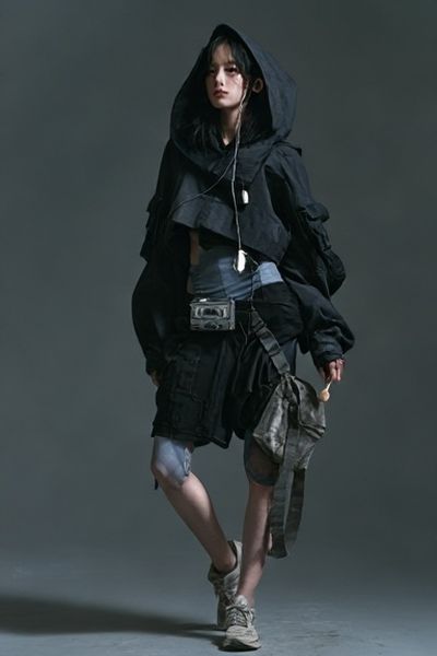 Avant-Garde Hooded Figure Poster. poster