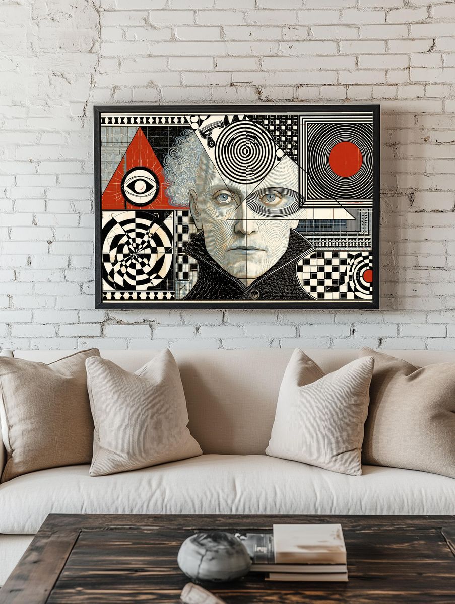 Surreal Geometric Portrait Print. — room view 1