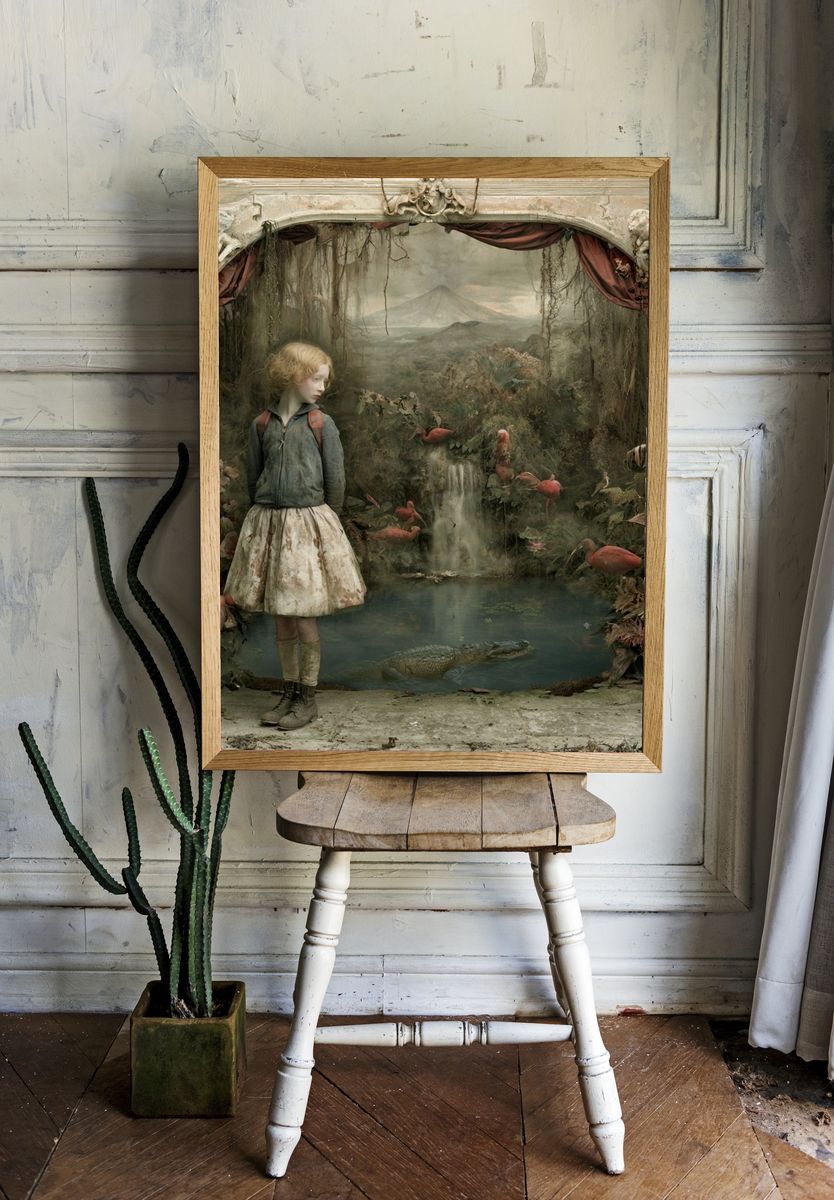 Surreal Girl in Jungle Print. — room view 1