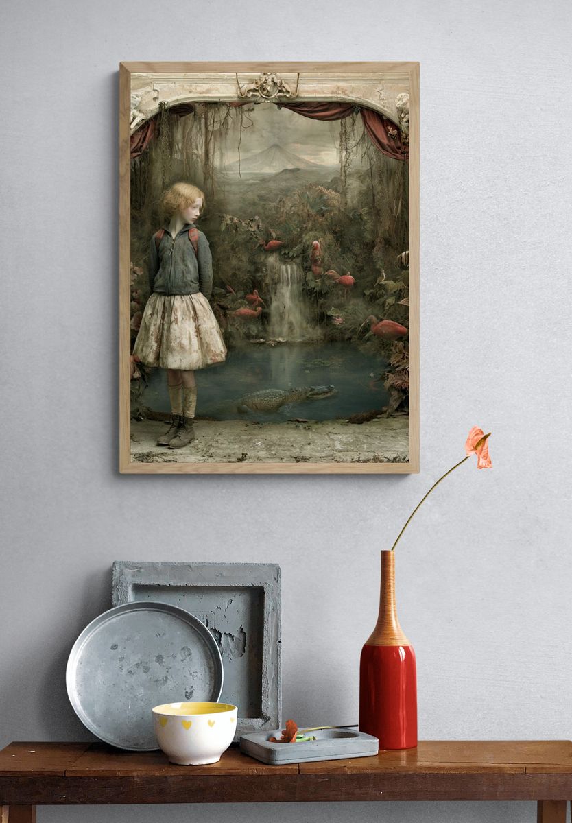 Surreal Girl in Jungle Print. — room view 3