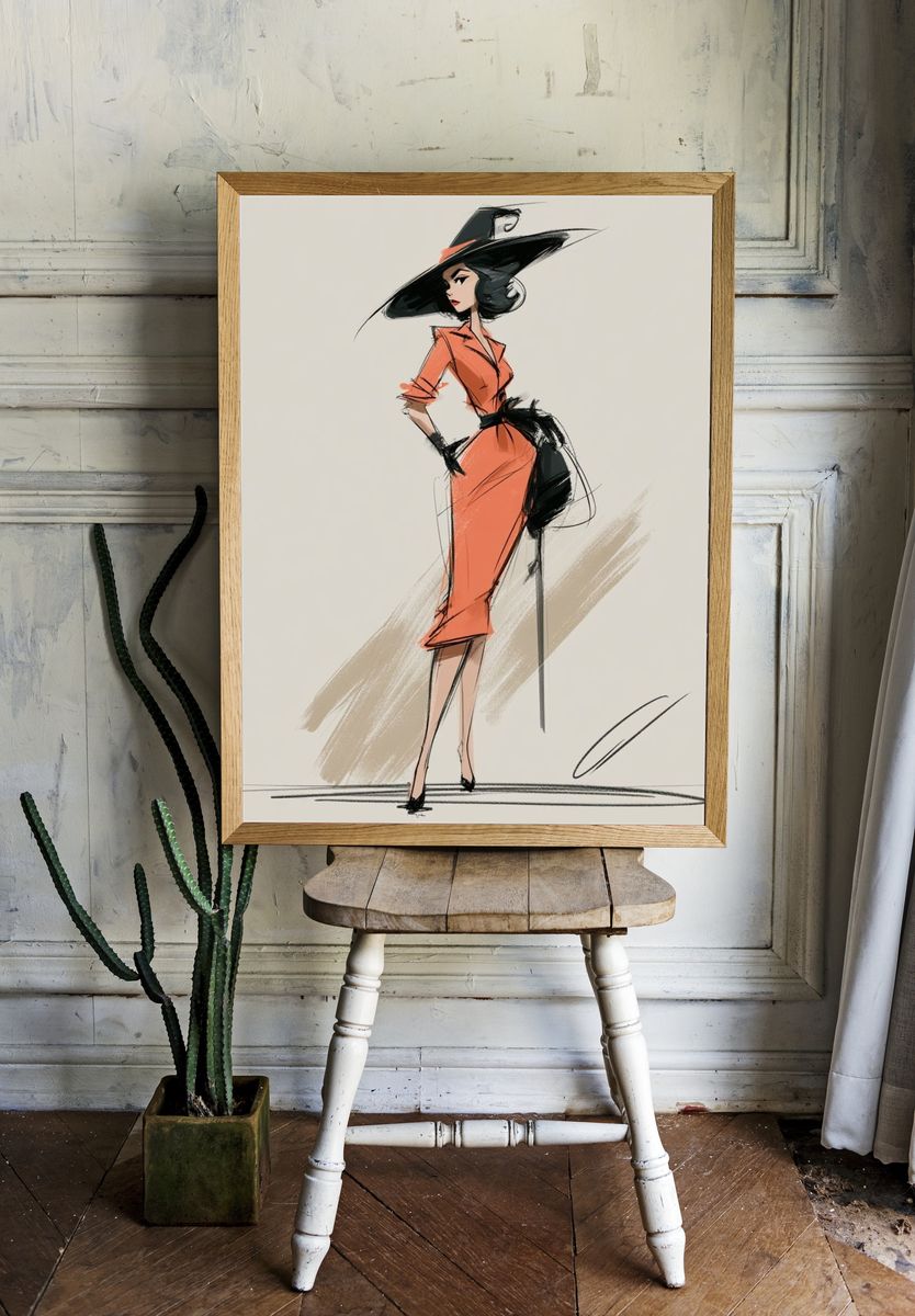 Fashion Sketch Woman Print. room preview