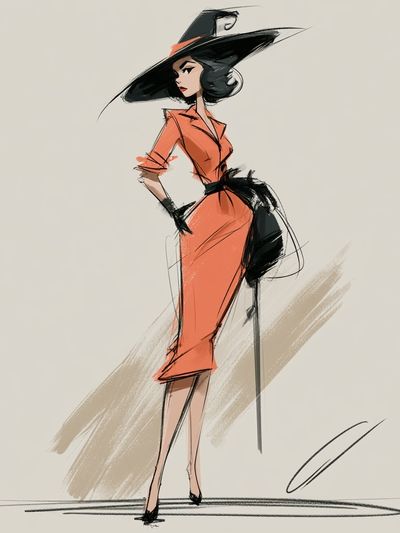 Fashion Sketch Woman Print.
