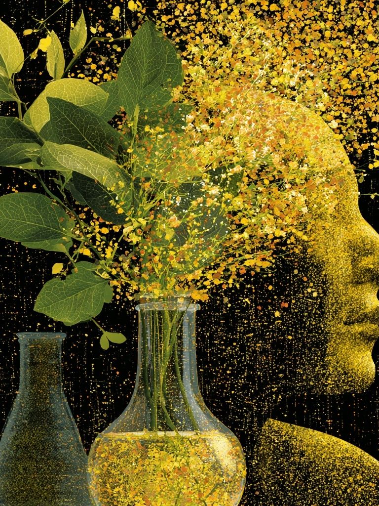 Botanical Face Silhouette Print. poster — fine-art art