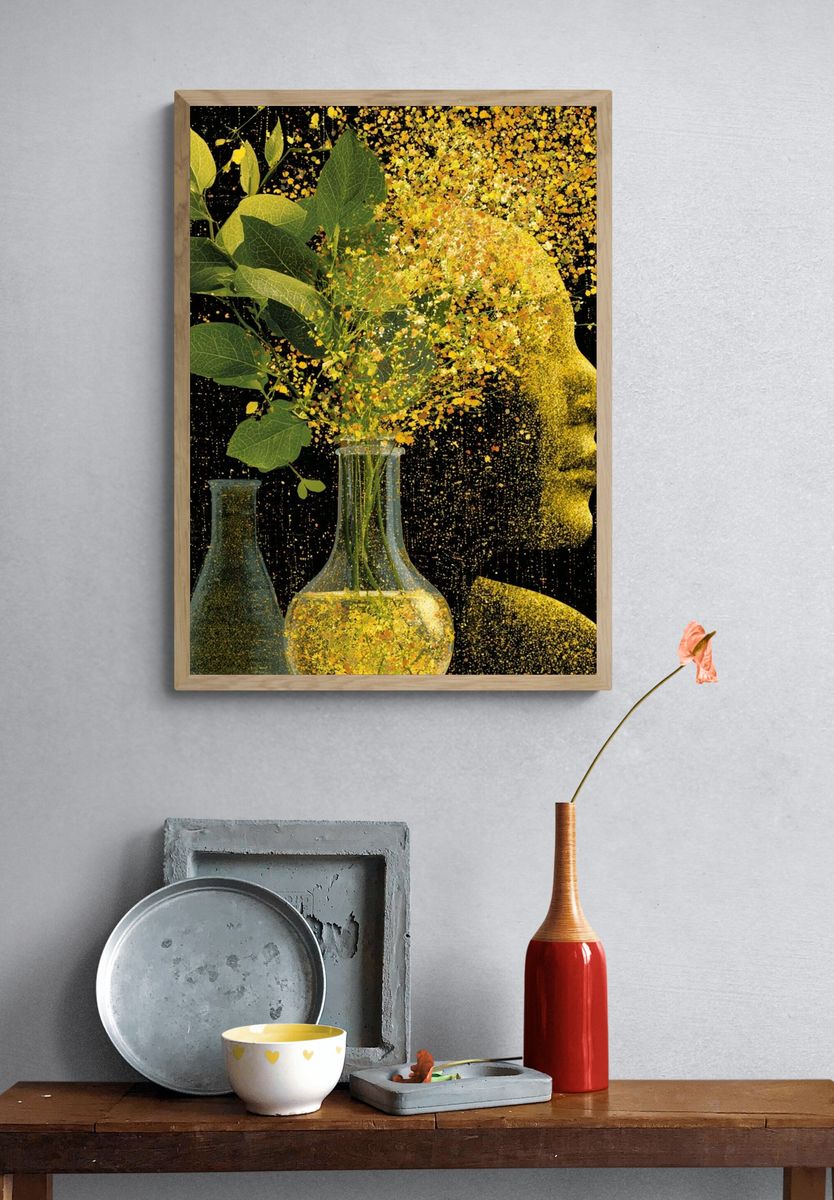 Botanical Face Silhouette Print. — room view 3