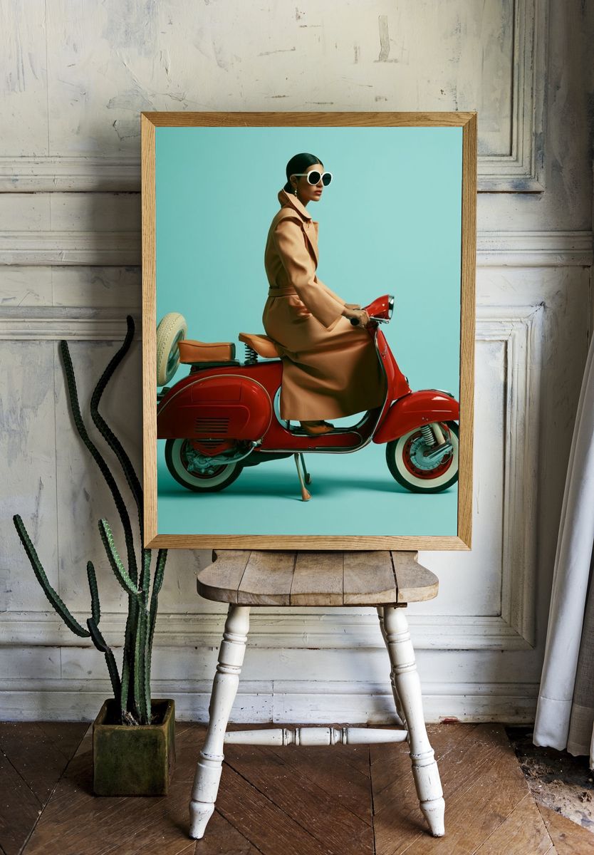 Fashion Scooter Portrait Poster. — room view 1