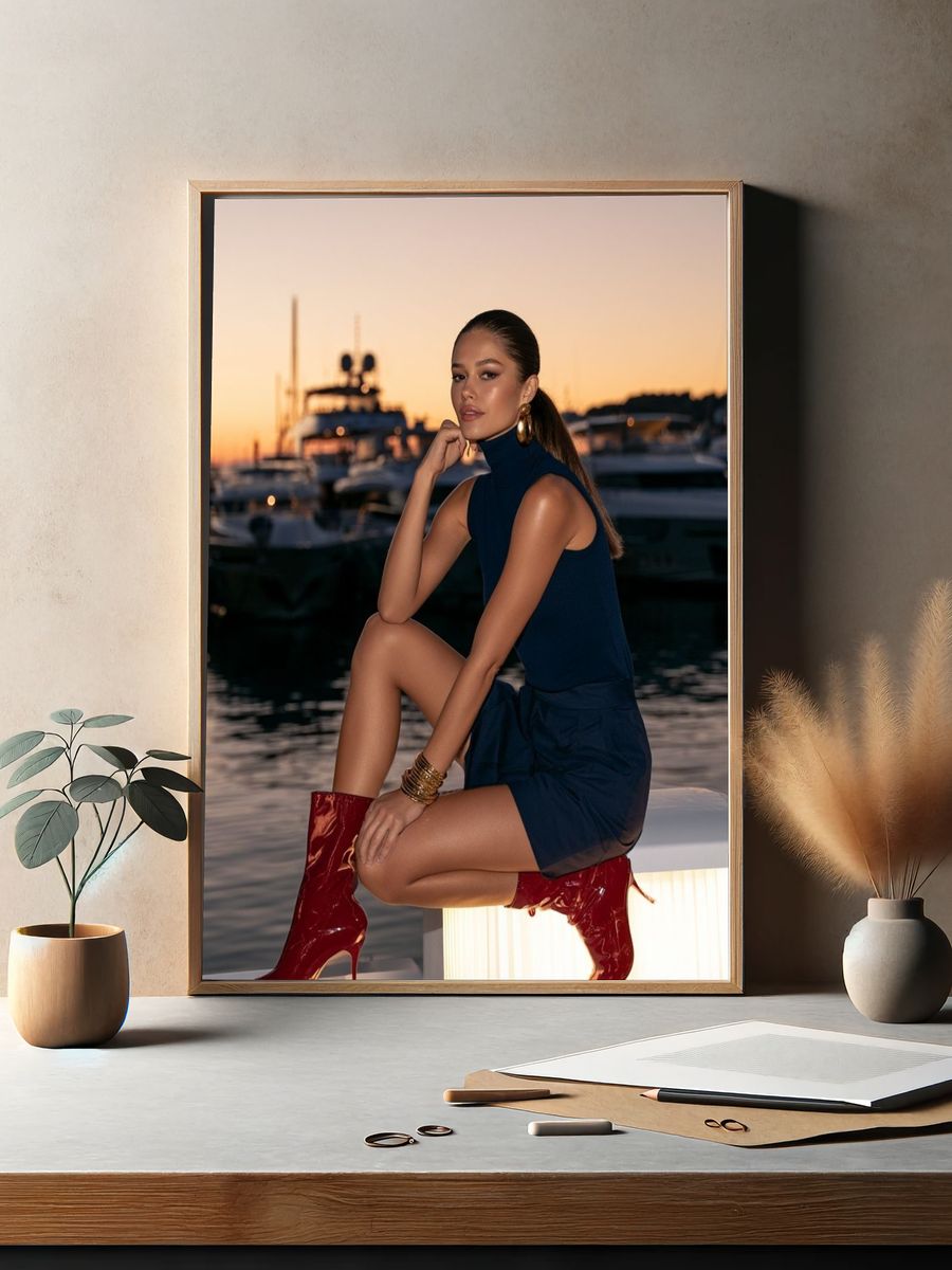 Yacht Marina Sunset Fashion Poster. — room view 2