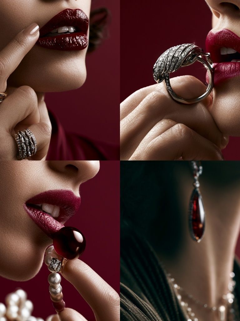 Luxury Lips and Jewelry Poster. poster detail